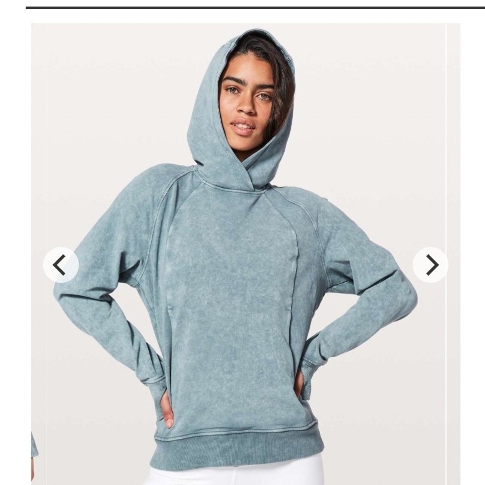 Lululemon Scuba Pullover Washed Blue Charcoal‎ Hoodie Size 6
